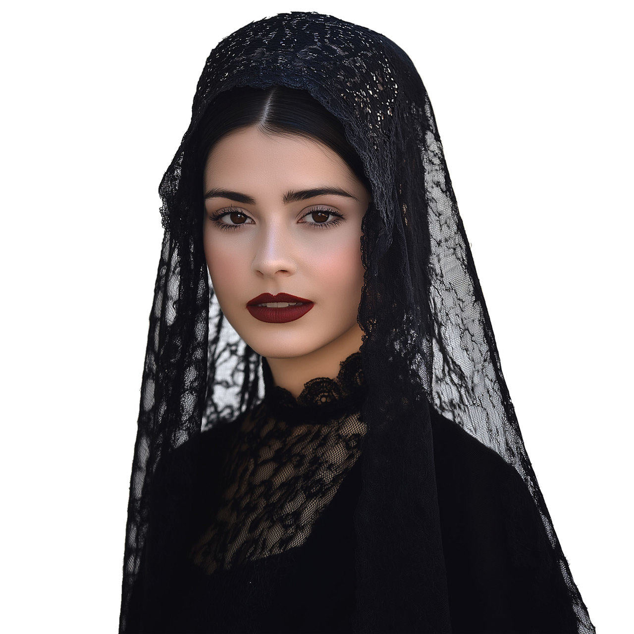 Schwarze Spitzenmantilla