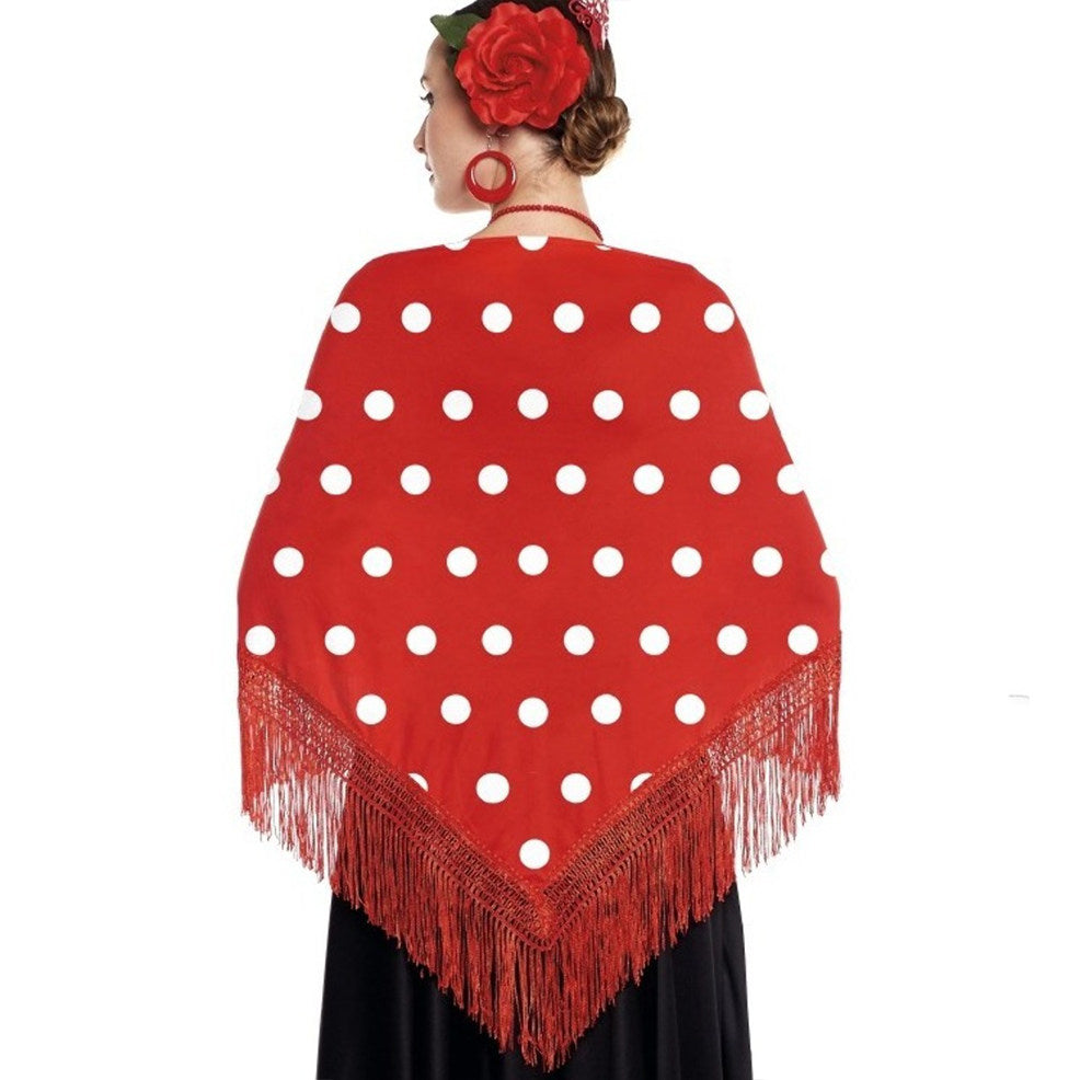 Schultertuch rot, weiß gepunktet