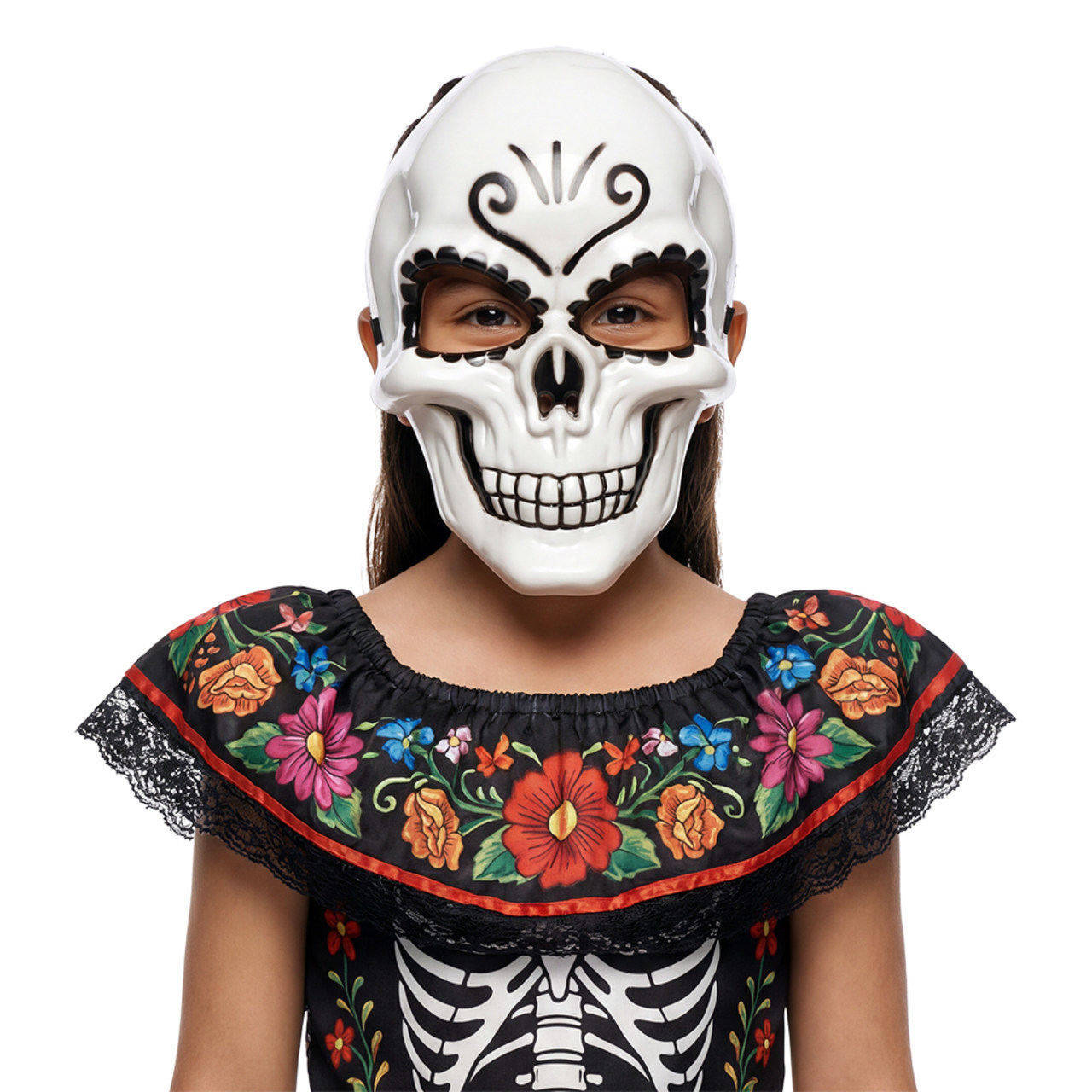 Weiße Catrina-Maske