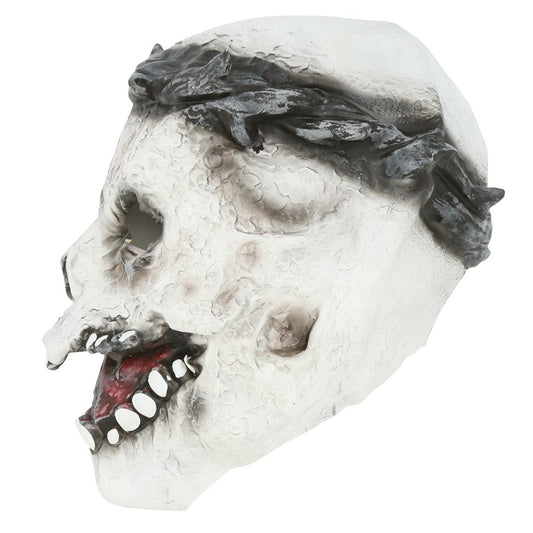 Latexmaske eines gekreuzigten Totenschädels