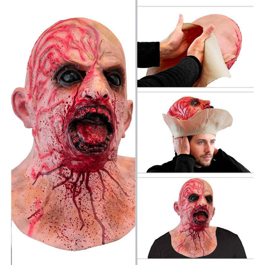 Blutige Zombie-Latexmaske mit Hals