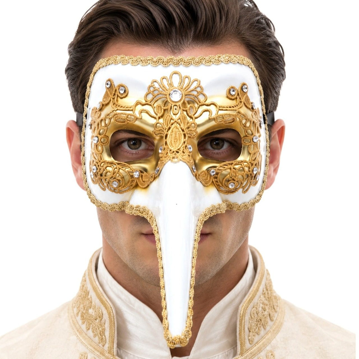 Weiße venezianische Nasenmaske