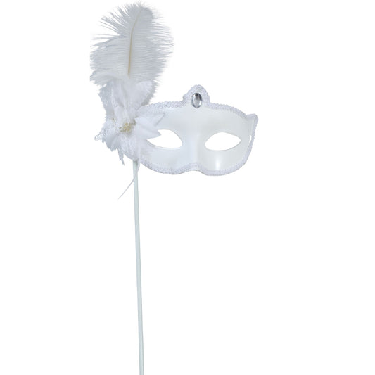 Weiße Venezianische Maske mit Stab