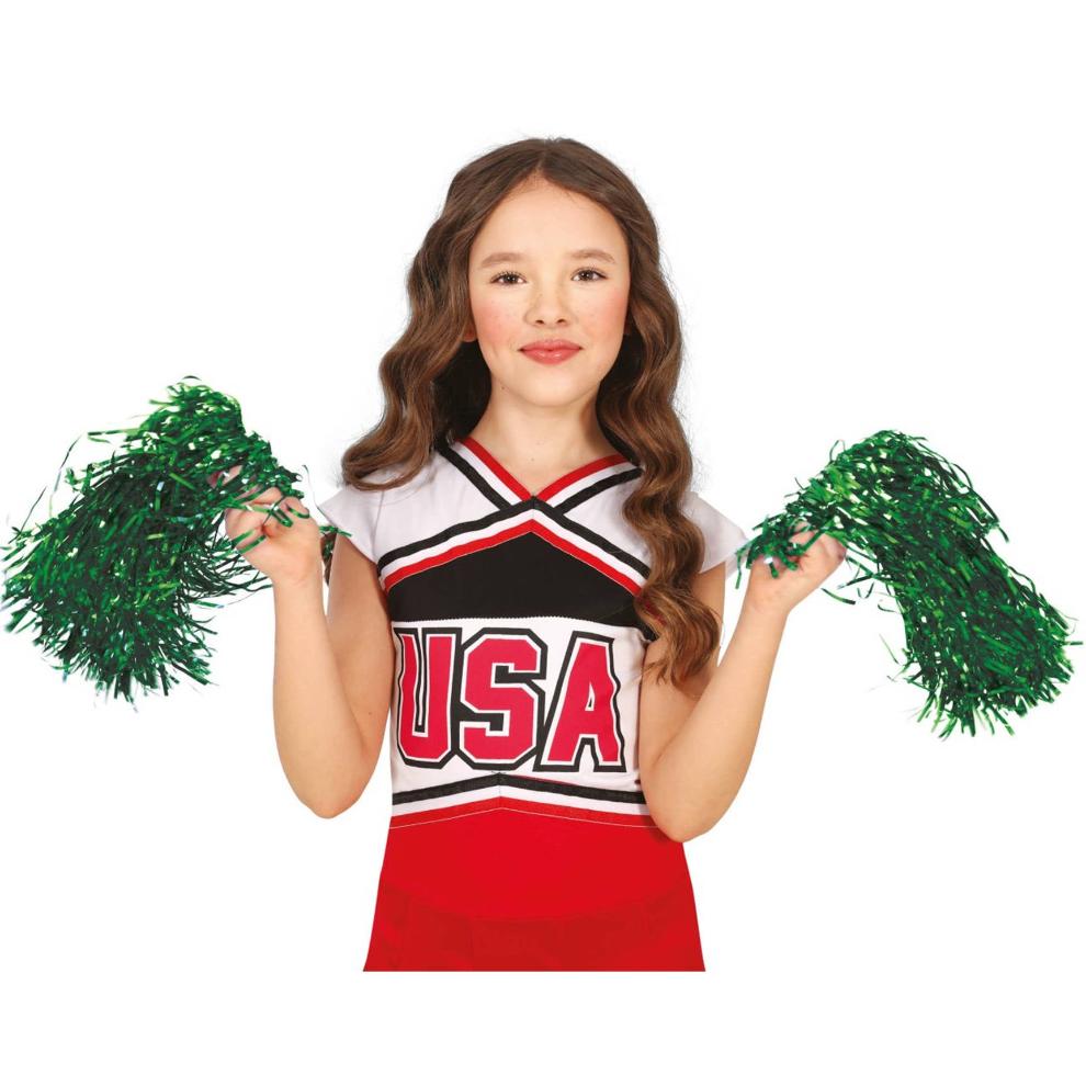 Pack 2 Pompons in Metallic-Grün