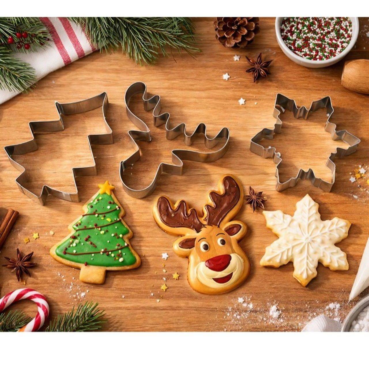 3er-Pack Metall-Ausstechformen für Weihnachtsplätzchen