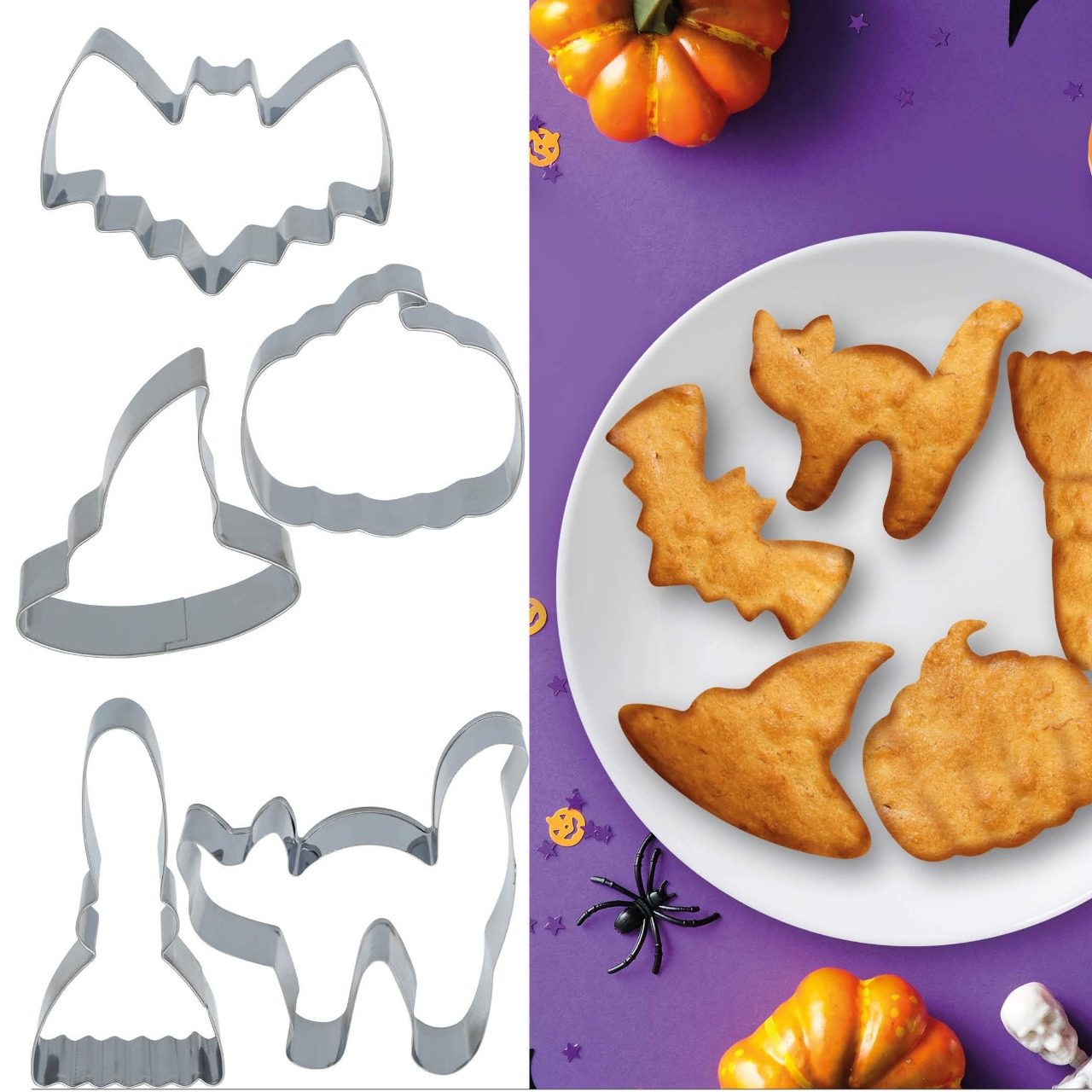 Pack mit 5 Metallformen für Halloween-Kekse