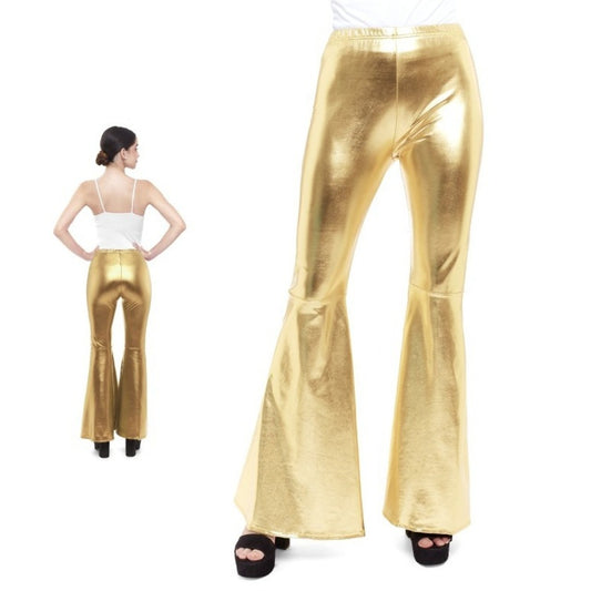 Goldene Schlaghose in Metallic-Optik