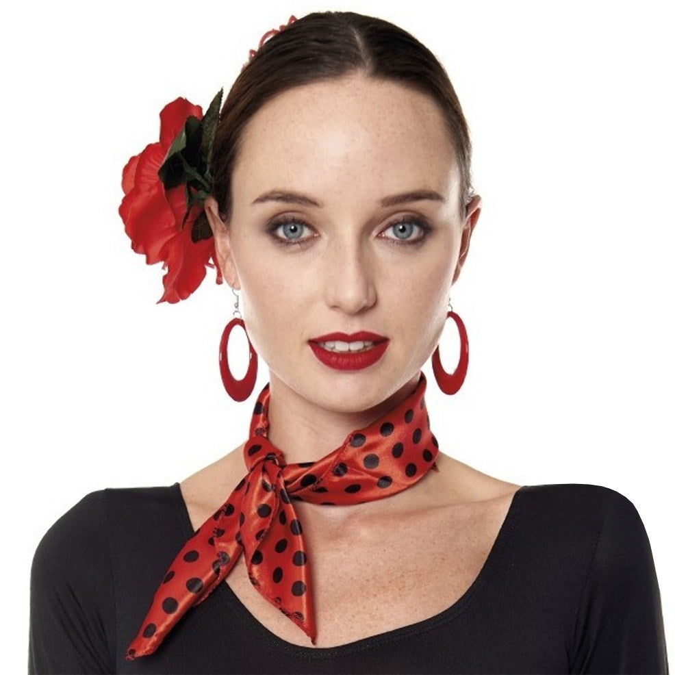 Roter Flamenco-Schal mit Punkten