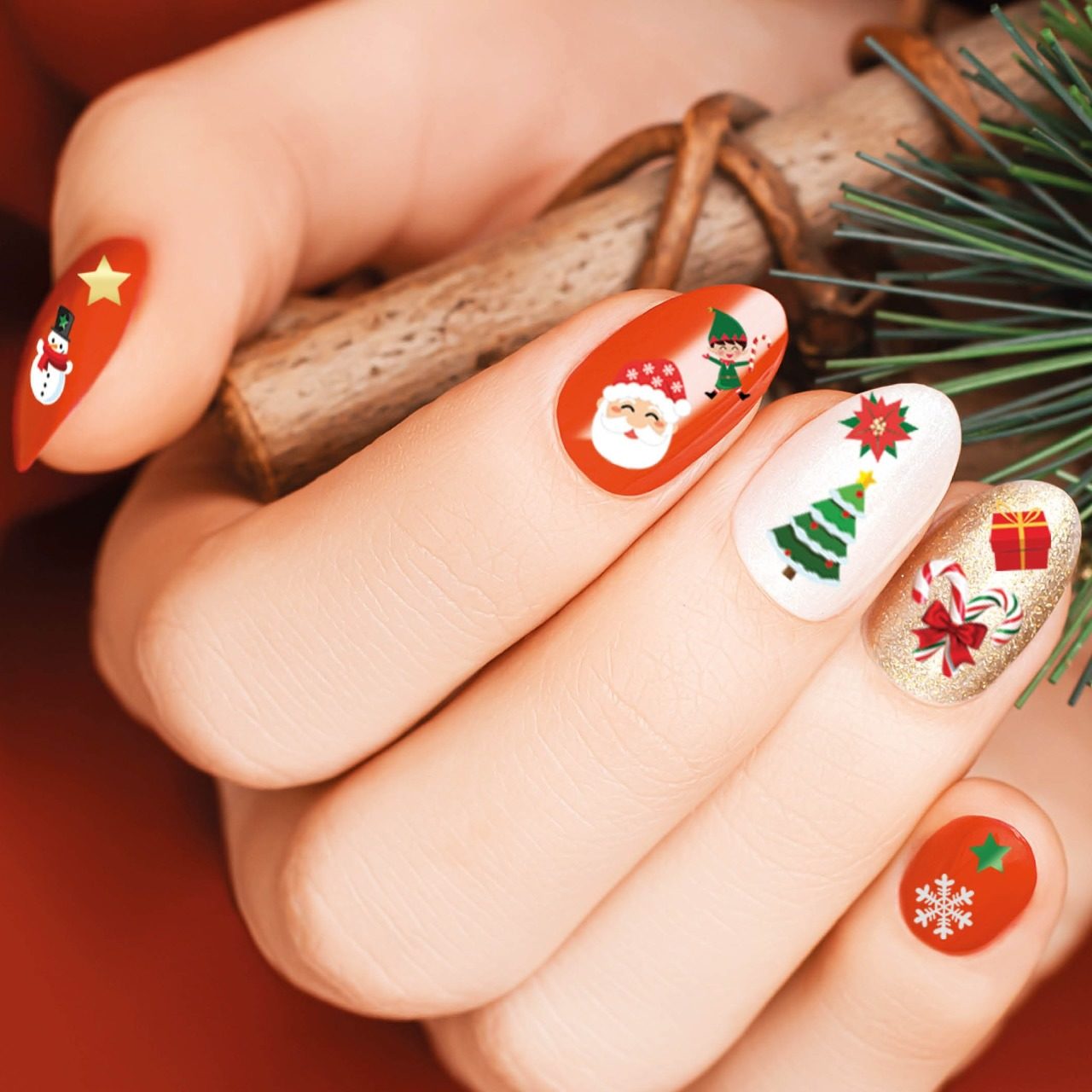 Nagelaufkleber für Weihnachten