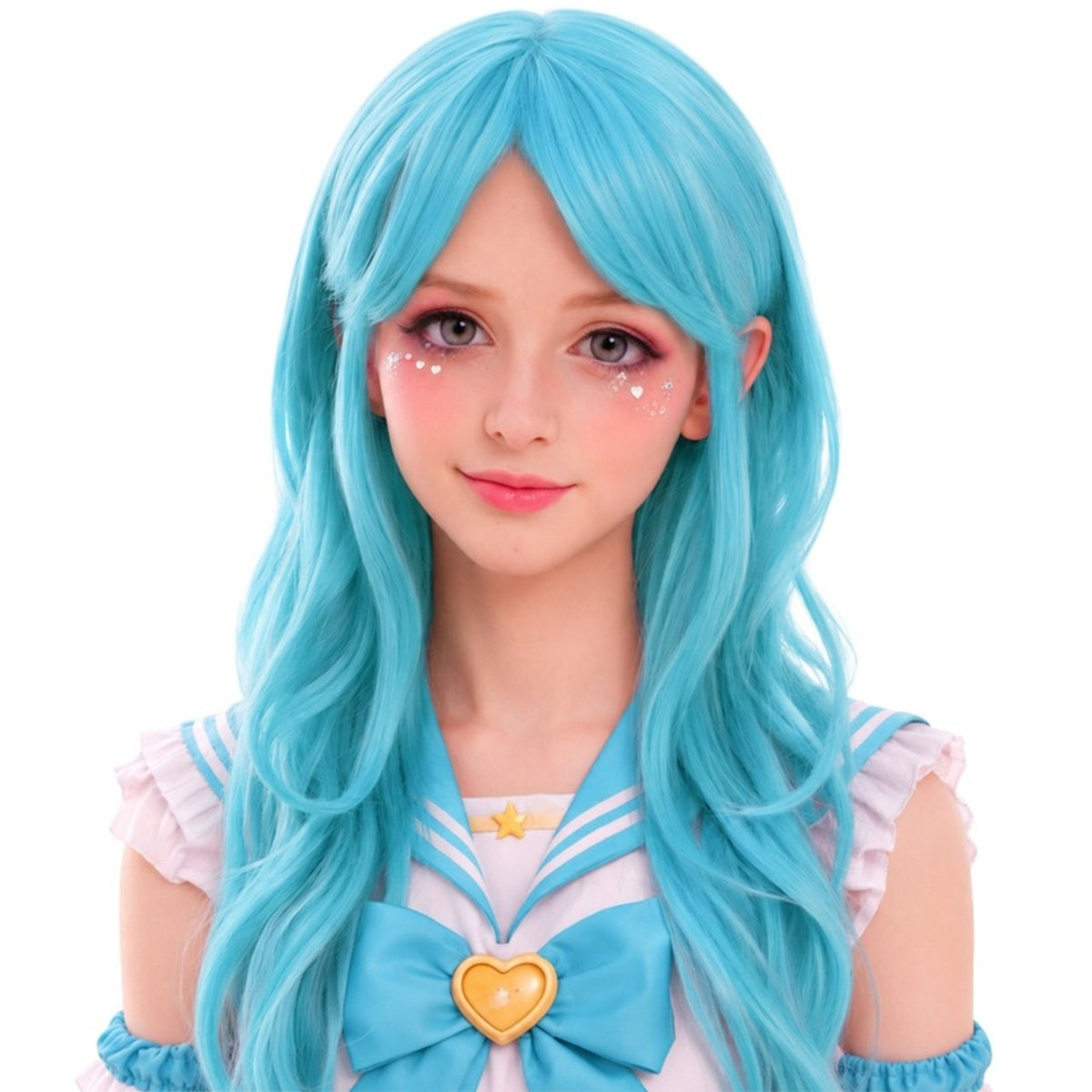 Lange Hellblaue Cosplay-Perücke