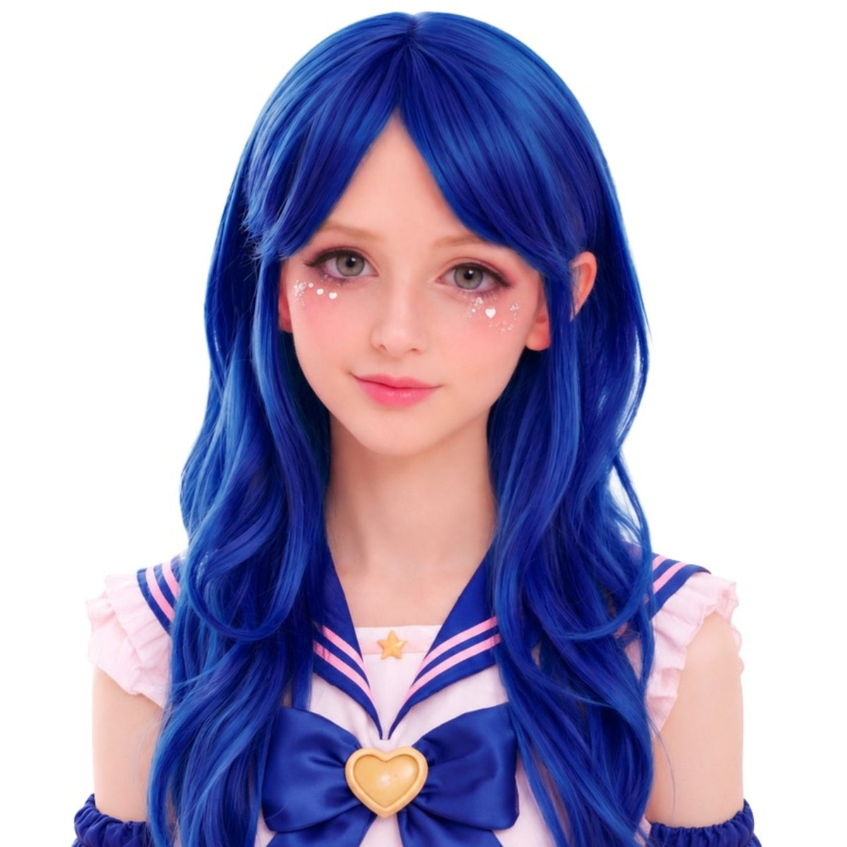 Lange blaue Cosplay-Perücke
