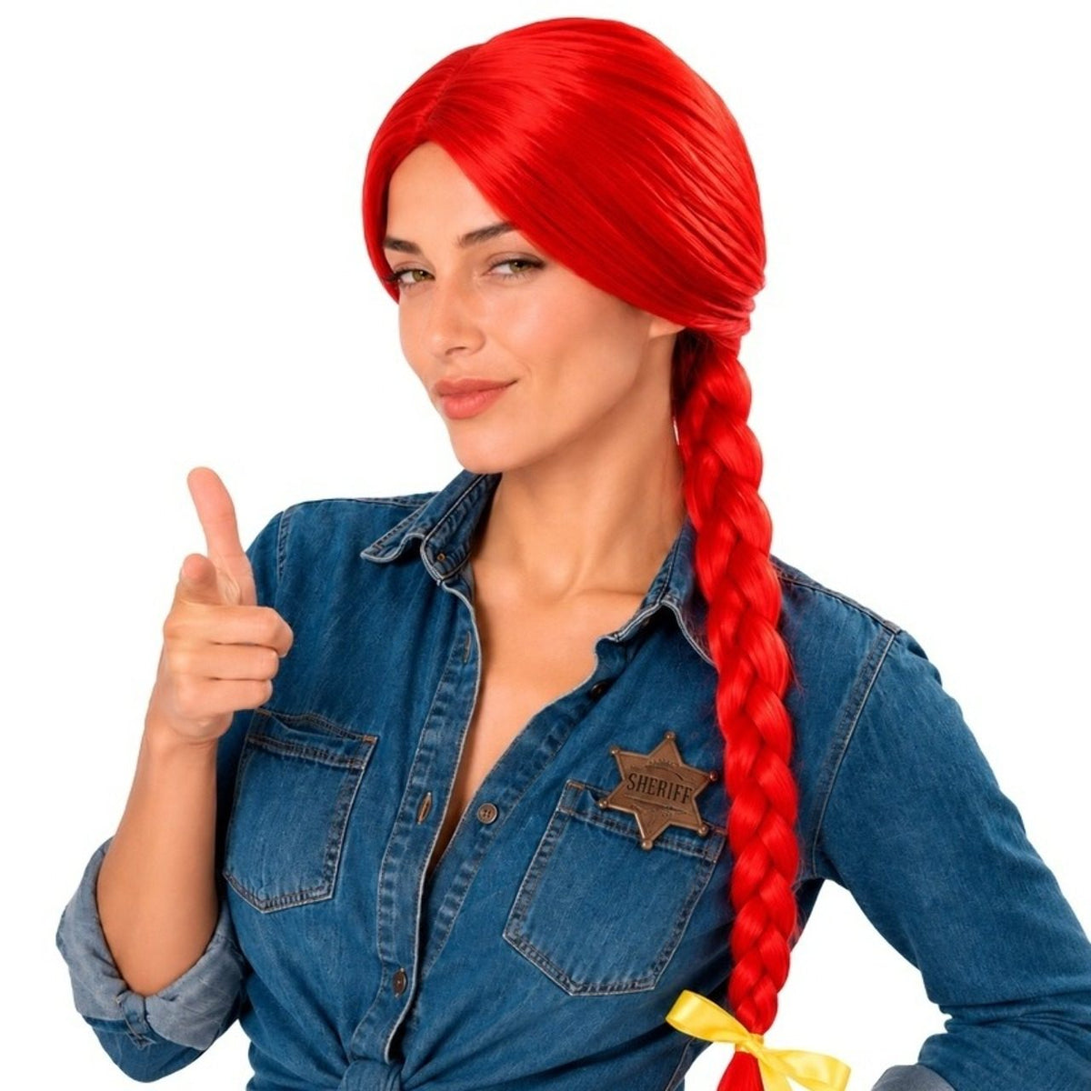 Rote Perücke mit Zopf Jessie