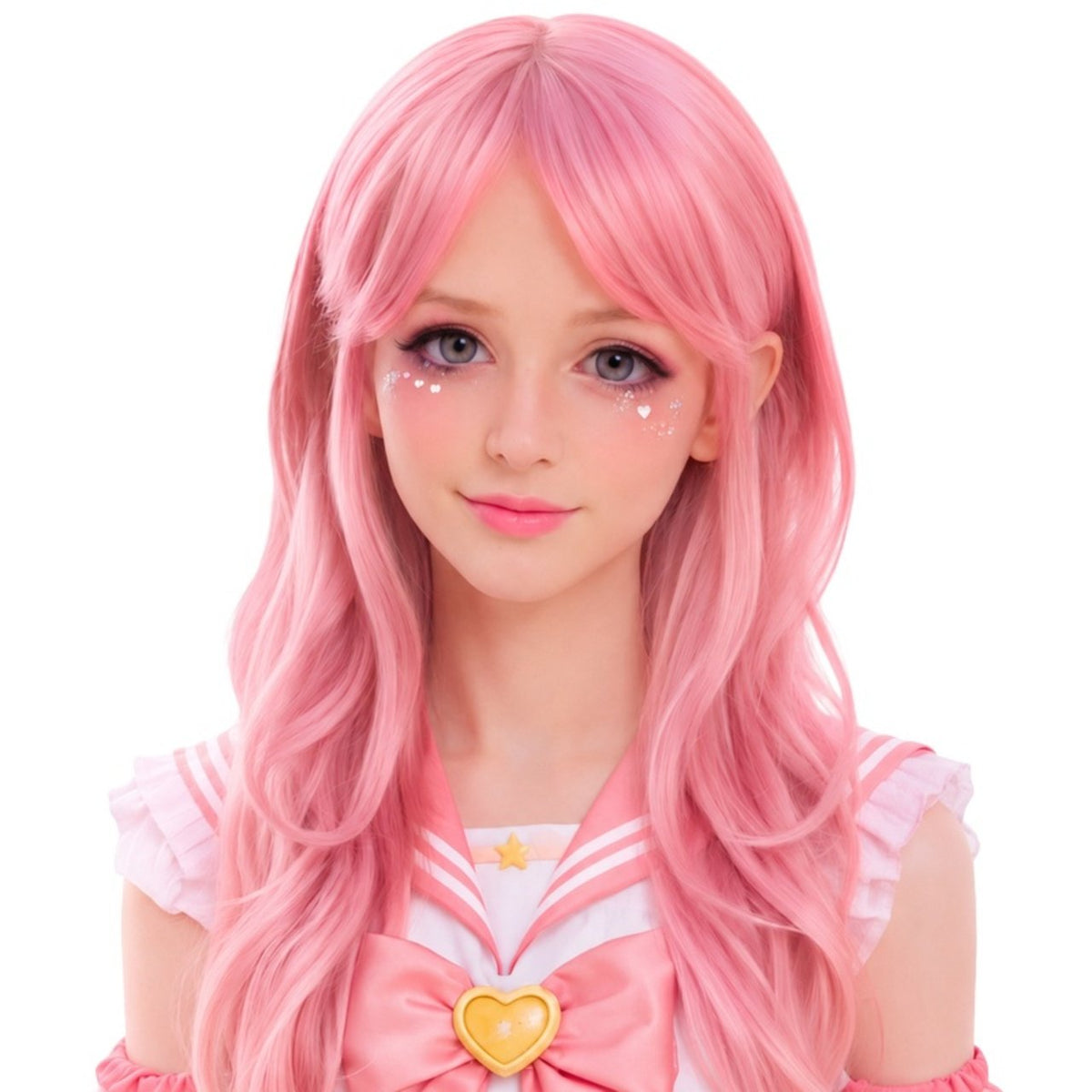 Lange rosa Cosplay-Perücke