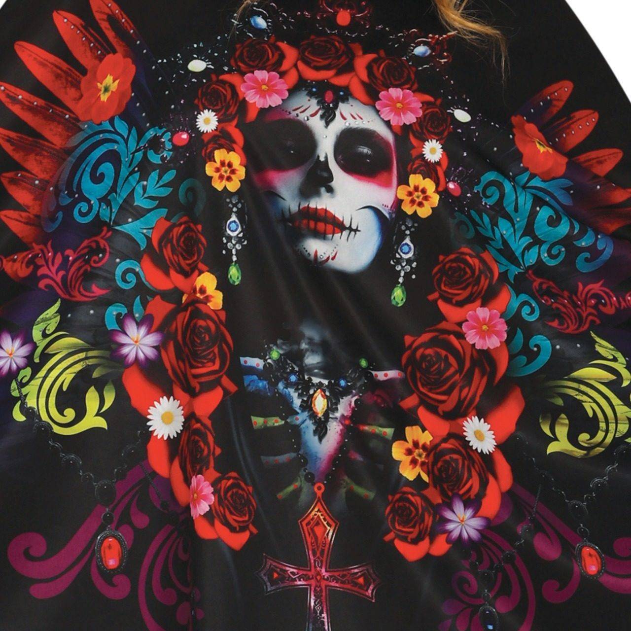 Catrina-Blumen-Poncho für Erwachsene