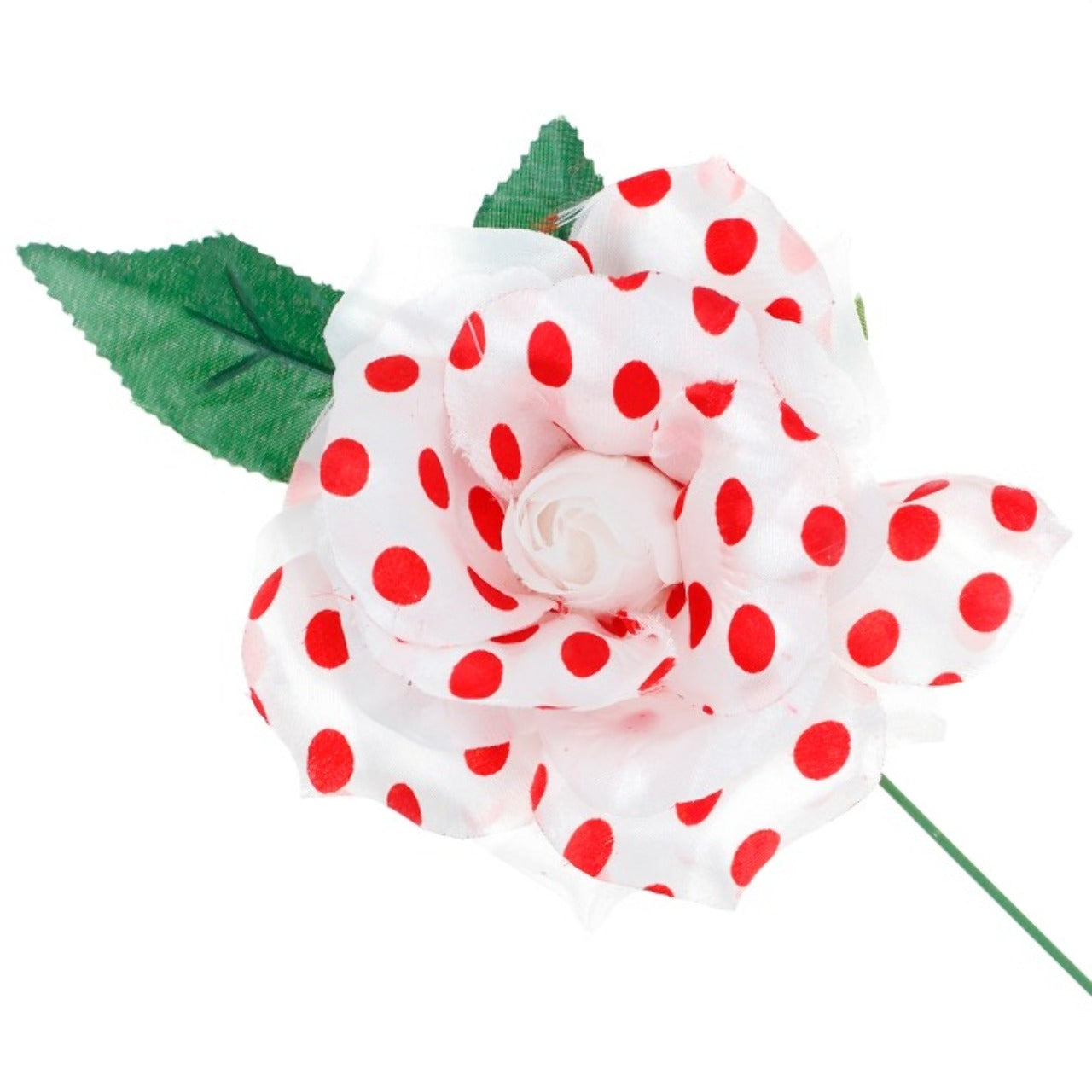 Weiße Rose für Flamenco- und Chulapa mit Punkten