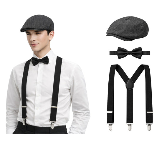 Schwarzes Peaky-Gangster-Set