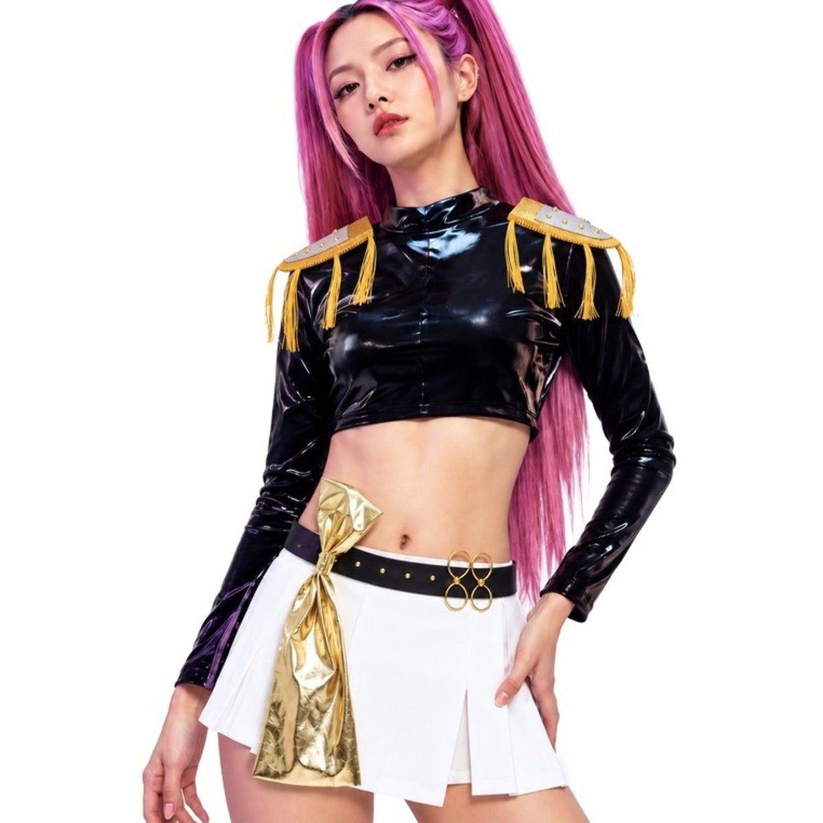 Deluxe K-Pop Set mit Schulterpolstern und Gürtel