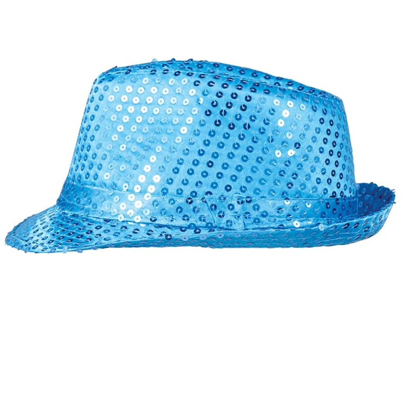 Hellblauer Gangster-Hut Eco mit Pailletten