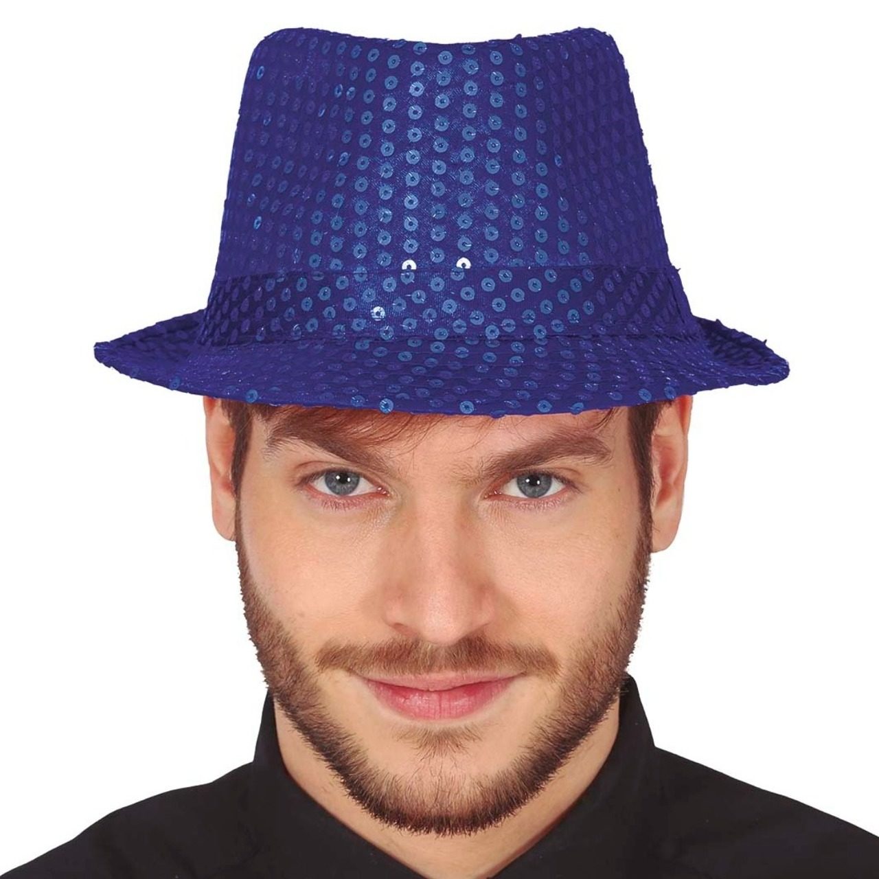 Blauer Gangster-Hut Eco-Pailletten