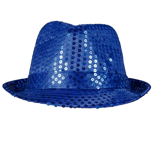 Blauer Gangster-Hut Eco-Pailletten