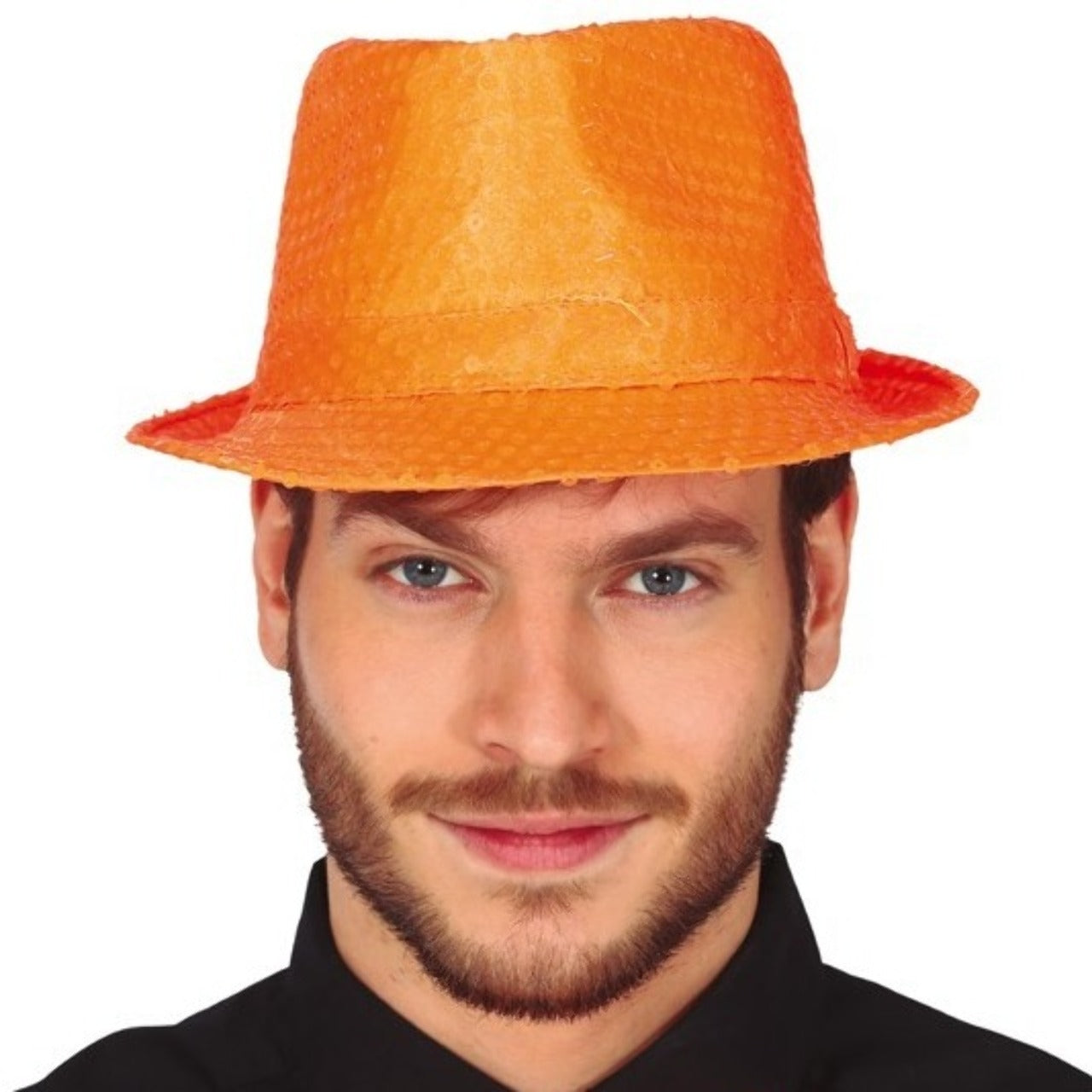 Orangefarbener Gangster-Hut Eco mit Pailletten