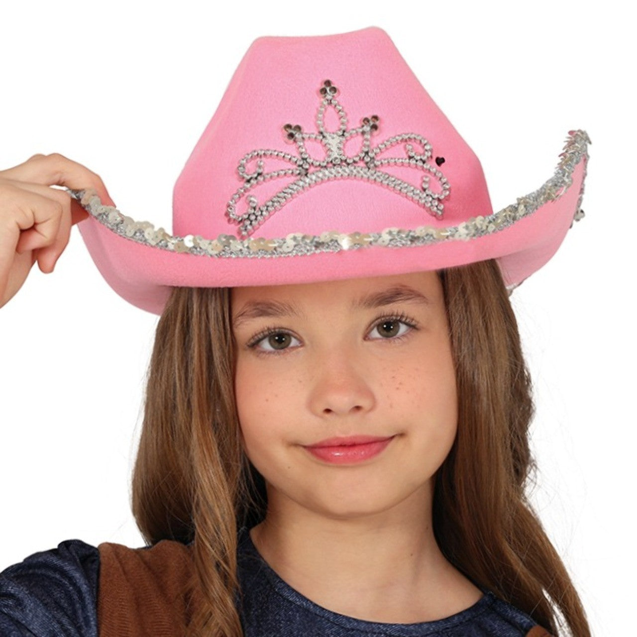 Rosa Cowgirl-Hut Krone für Kinder
