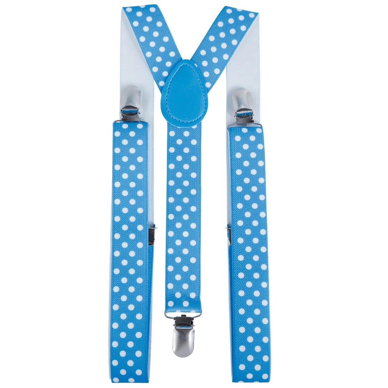 Blaue Hosenträger mit Punkten