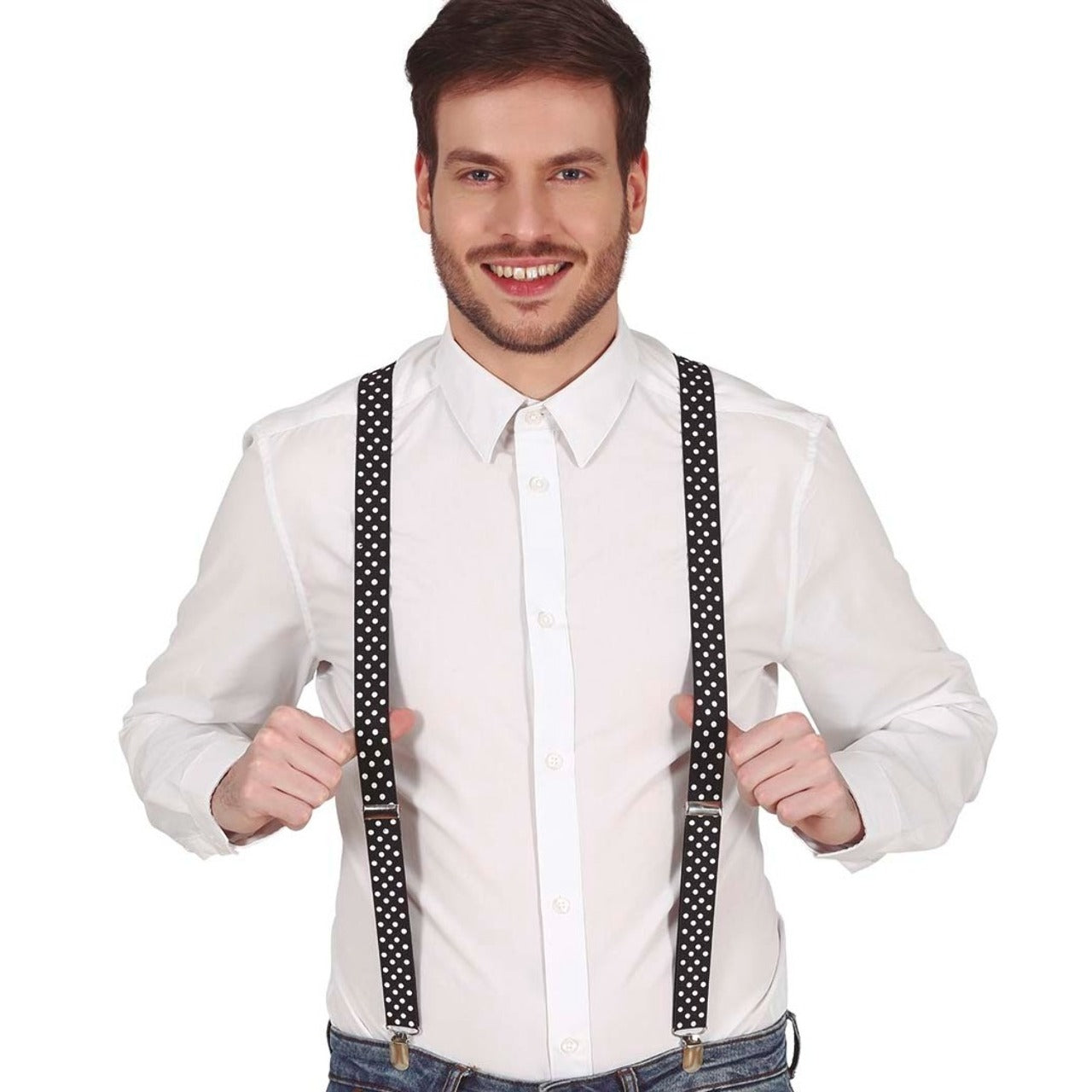 Schwarze Hosenträger mit Punkte