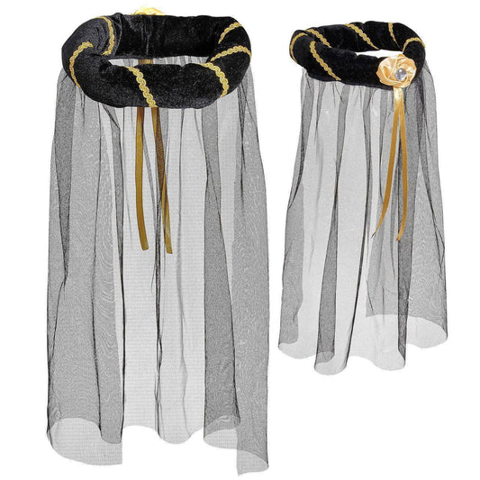 Mittelalterlicher Haarkranz schwarz mit Schleier