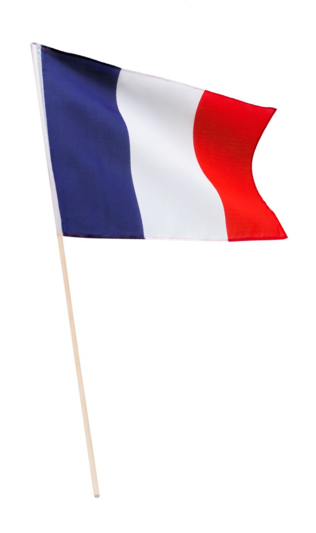 Fahne Frankreich mit Stab für Mottopartys
