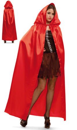 Rotes Cape mit Kapuze aus Satin