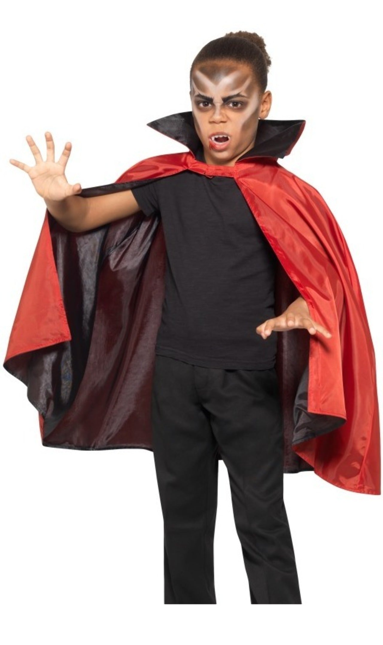 Umhang Reversible rot und schwarz für Kinder