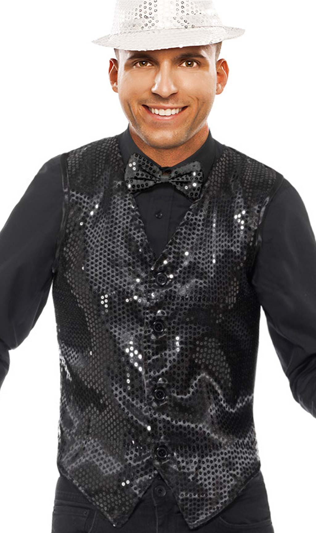 Pailletten Weste Schwarz