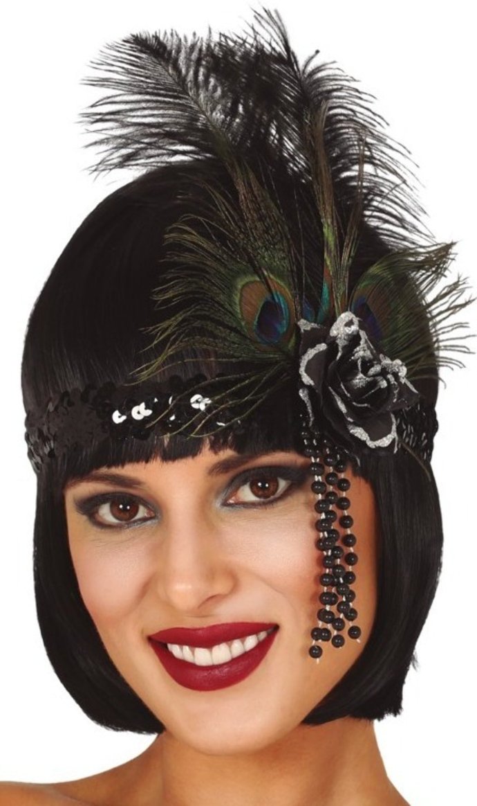 Stirnband Charleston mit Pfauenfeder