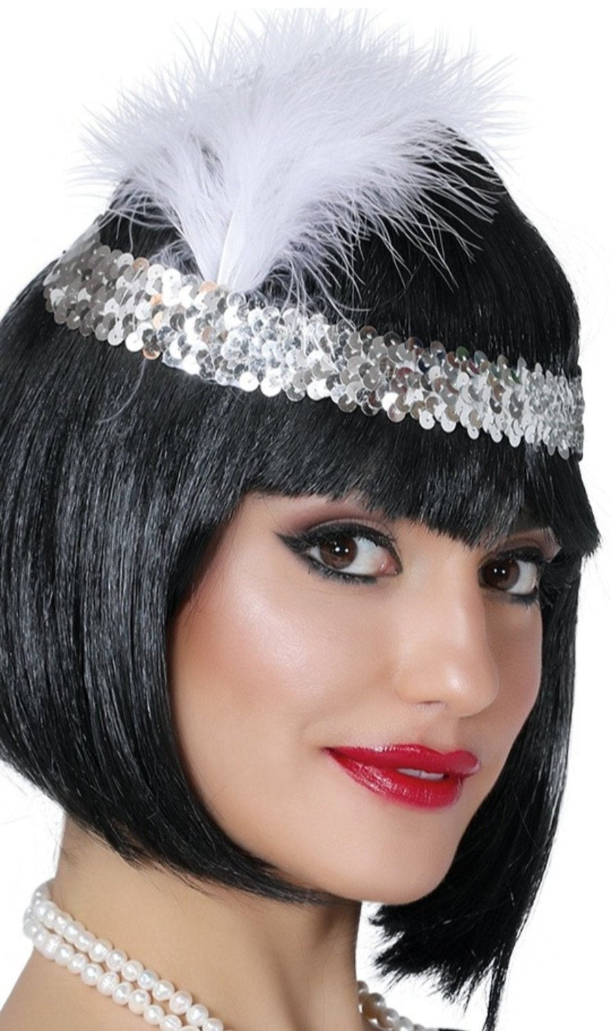 Charleston Stirnband Pailletten silber