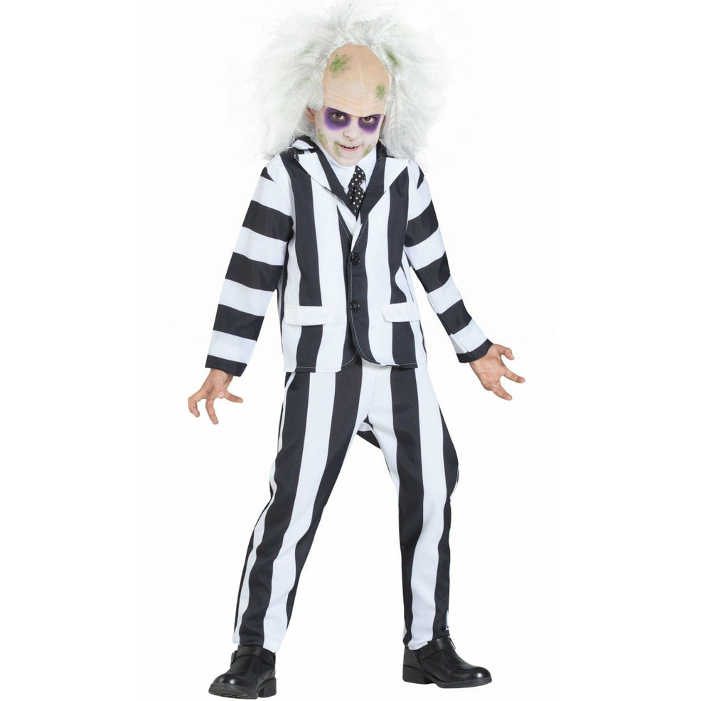 Carnavalife Bitelchus-Kostüm Für Kinder – Schwarz-weiß Gestreifte Jacke & Hose Mit Krawatte – Grusel-Halloween-Kostüm Carnavalife Bitelchus-Kostüm Für Kinder – Schwarz-weiß Gestreifte Jacke & Hose Mit Krawatte – Grusel-Halloween-Kostüm