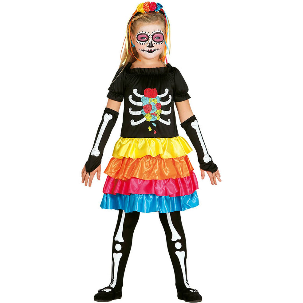 Disfraz de Catrina Colores para niña | Don Disfraz