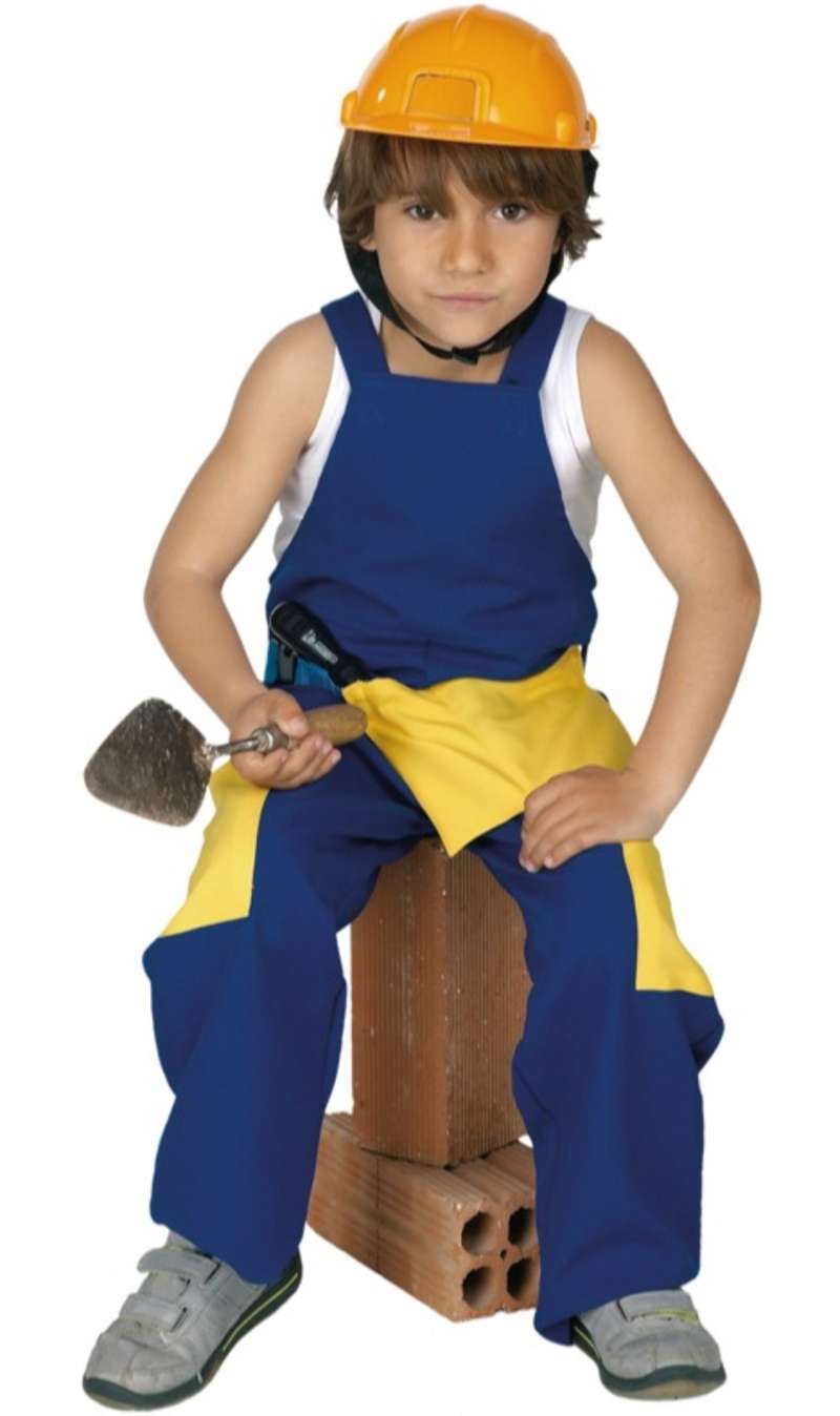 Arbeiter-Kostüm für Mädchen und Jungen zwischen 3 und 11 Jahren