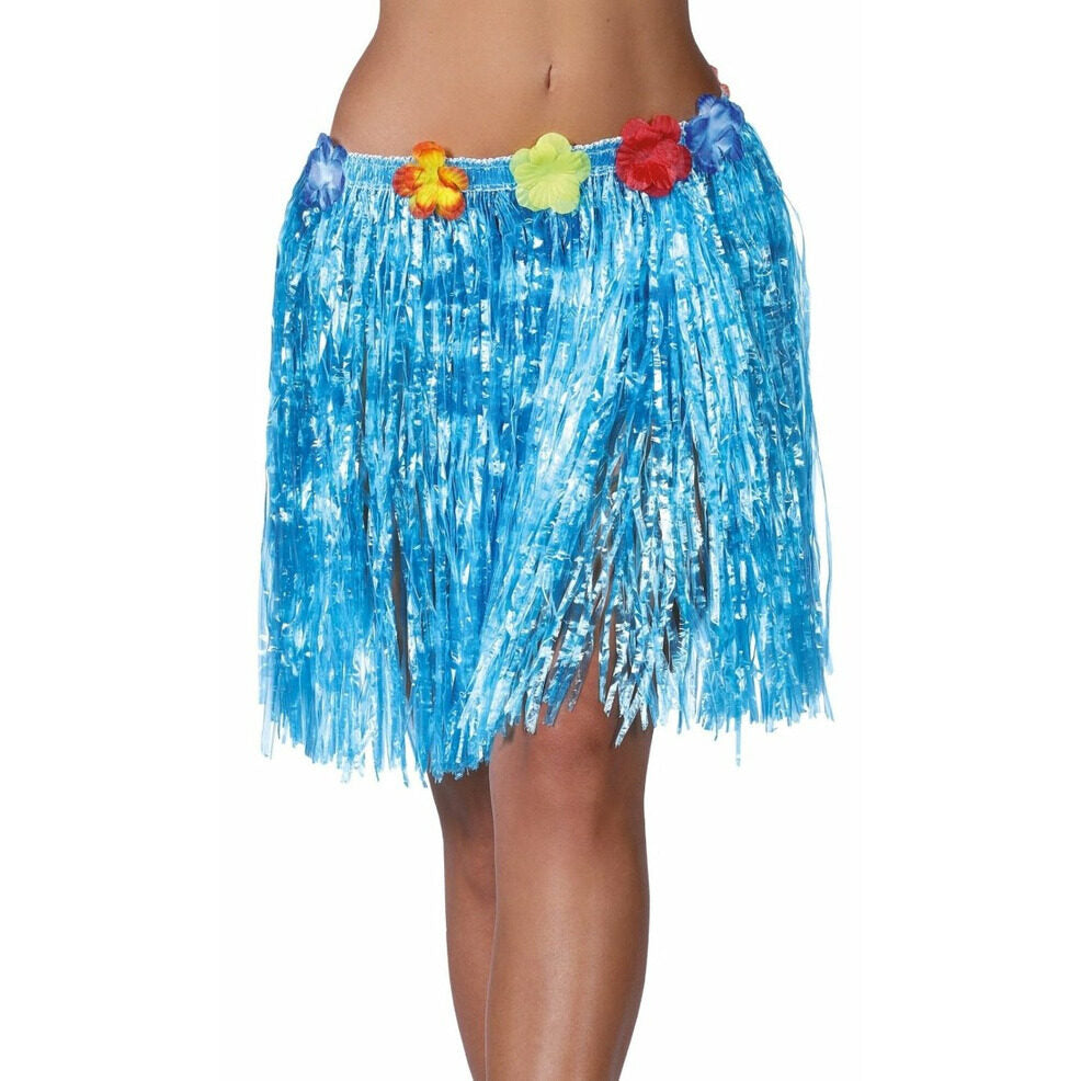 Falda Hawaiana Flores Azul | Don Disfraz
