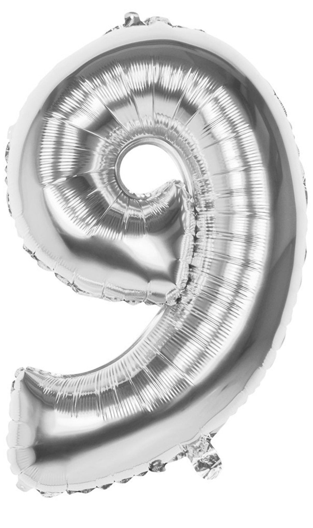 Luftballon Silber Zahl 9, 86 cm