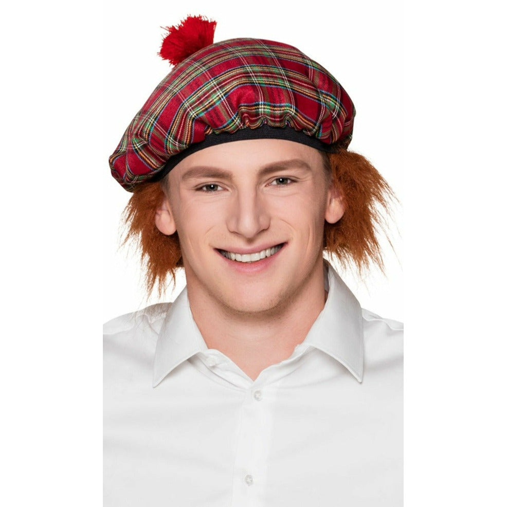 Gorra Escocés Roja con Pelo | Don Disfraz