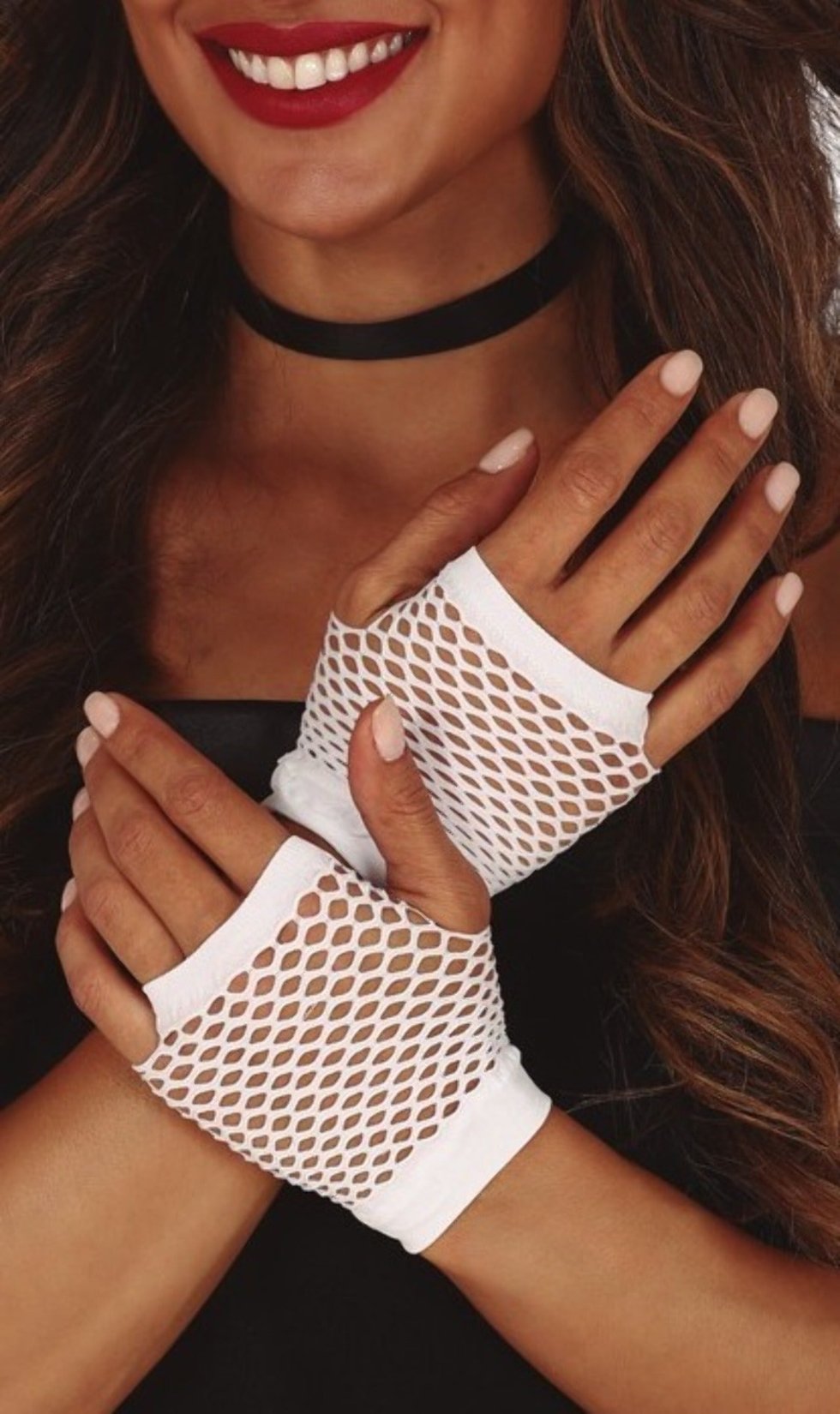 Kurze Netzhandschuhe weiß
