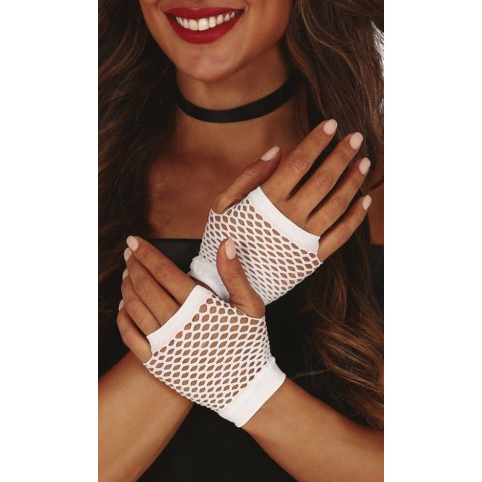 Guantes de Rejilla Corto Blanco | Don Disfraz