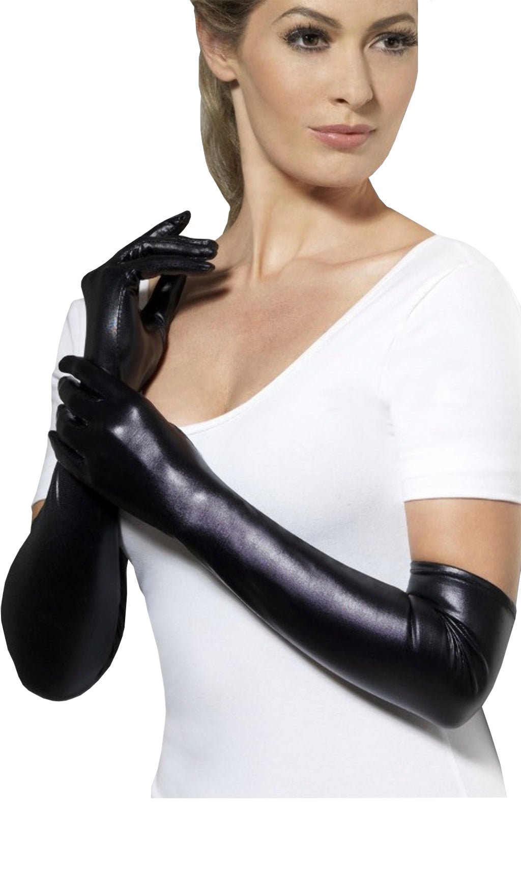 handschuhe kunstleder Lange schwarze Kunstleder-Handschuhe für Mottopartys