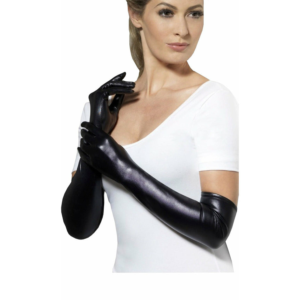 Guantes Largos Negros Similpiel | Don Disfraz