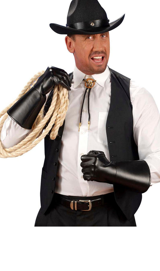 Schwarze Kunstlederhandschuhe