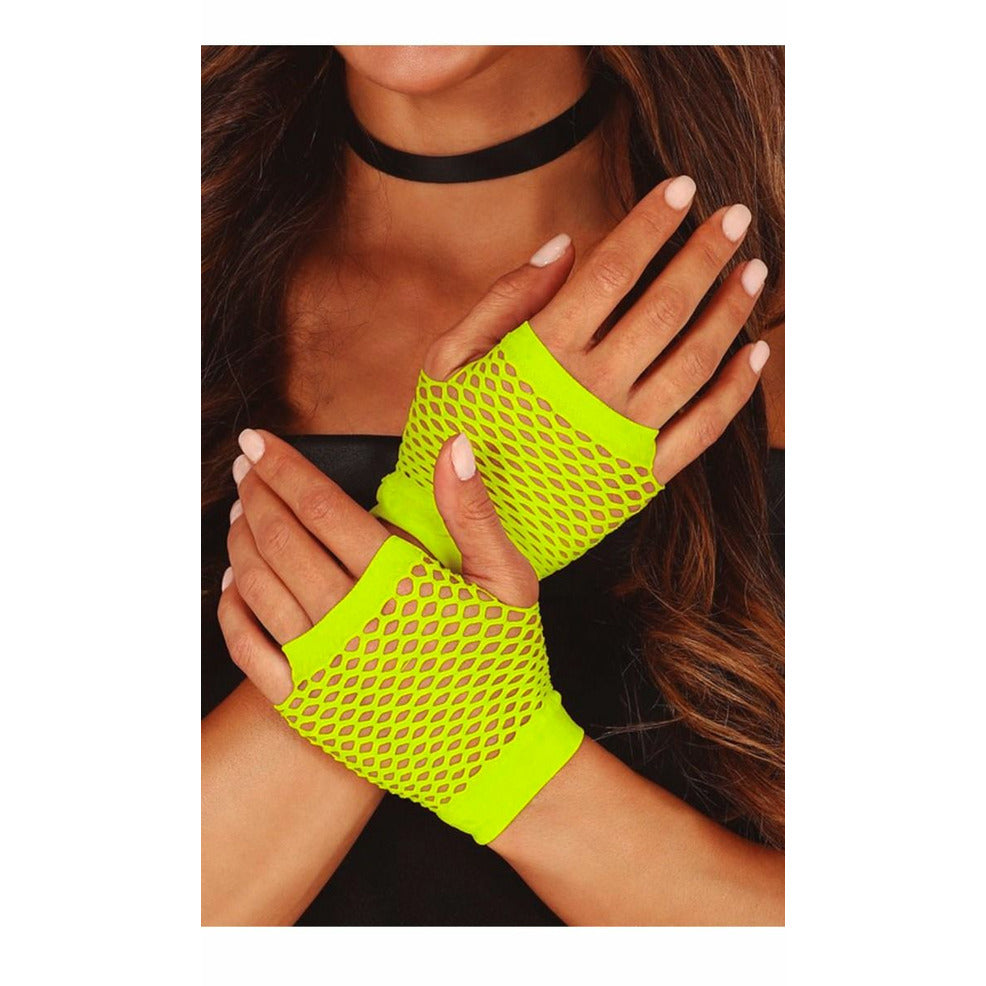 Guantes de Rejilla Corto Amarillo | Don Disfraz