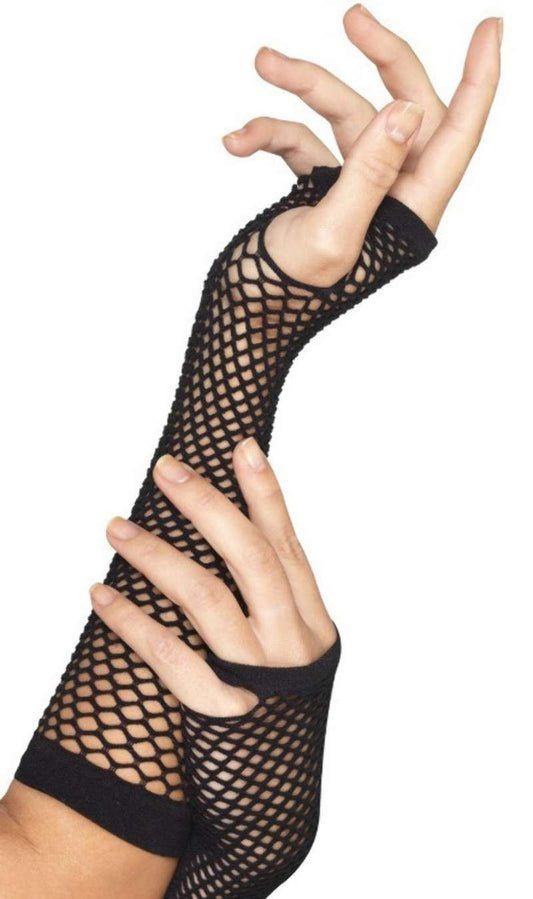 Schwarze Handschuhe aus Gitterstoff