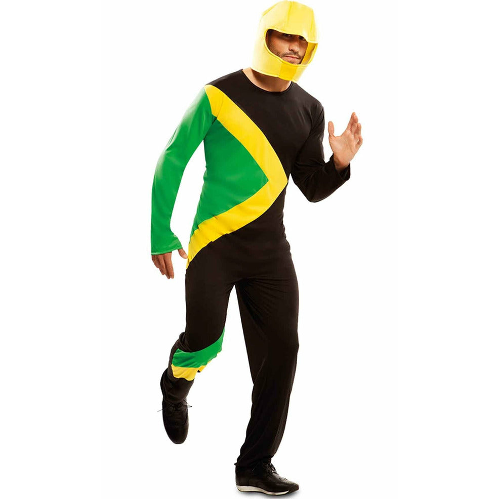 MJPARTY Jamaikanisches Bobsled-Team-Kostüm Für Erwachsene – Coole Verkleidung Im Jumpsuit-Stil MJPARTY Jamaikanisches Bobsled-Team-Kostüm Für Erwachsene – Coole Verkleidung Im Jumpsuit-Stil