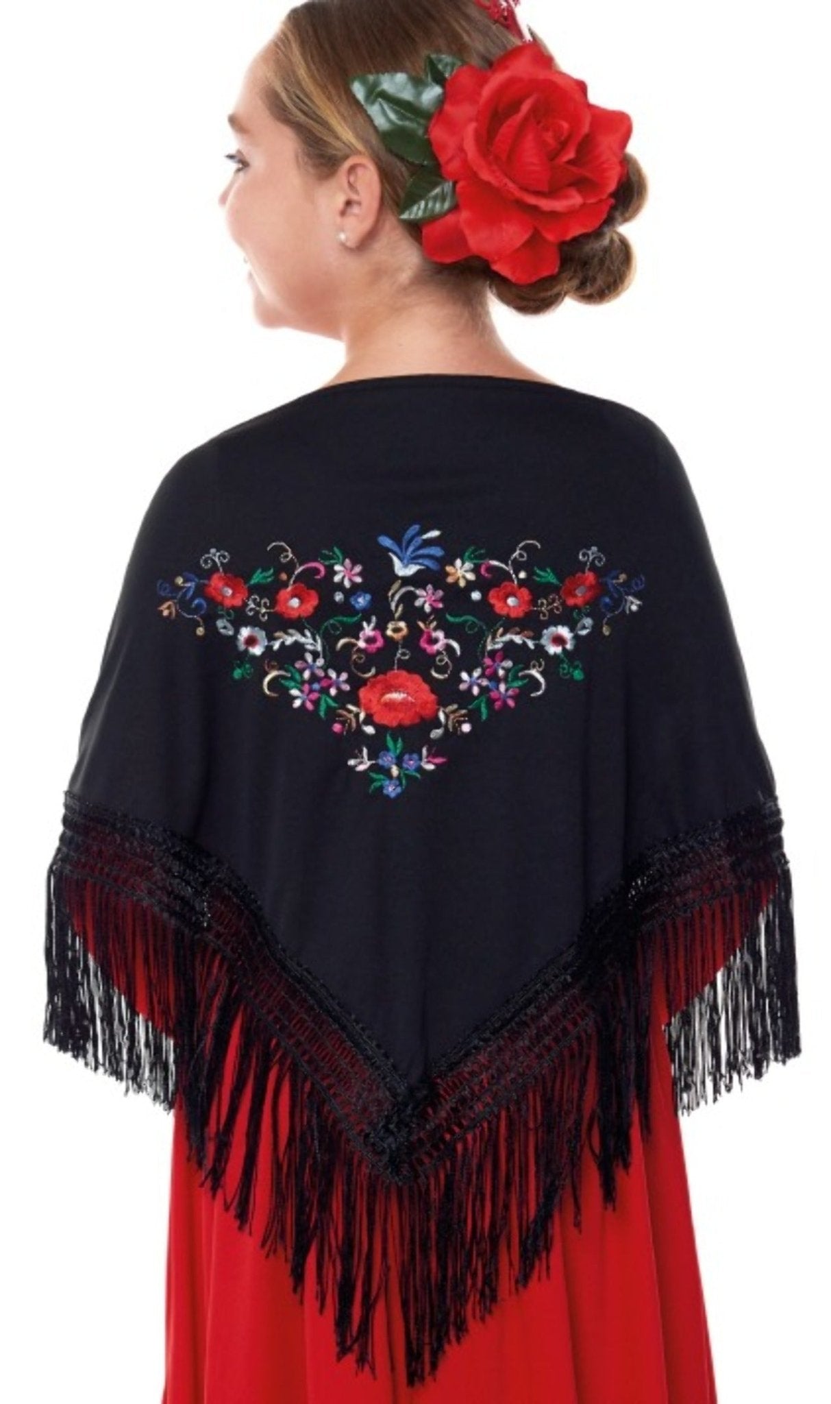 Schultertuch schwarz, bestickt für Kinder